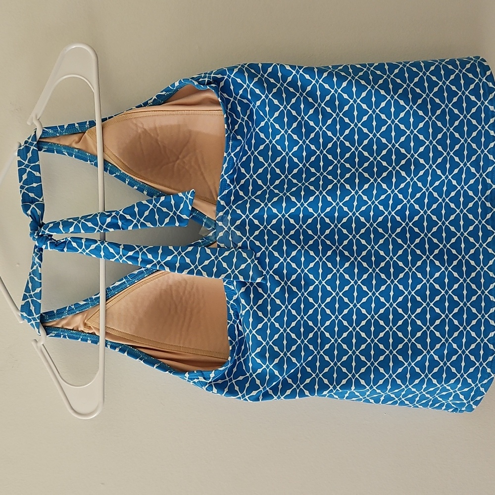 Land's End Two Piece Halter Tankini And Skort Set Bikini Blue Size 10 - Picture 5 of 14